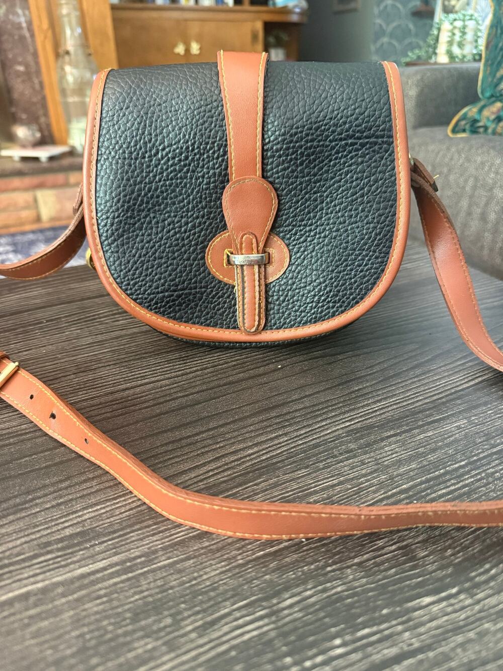 Vintage Dooney & Bourke All Weather Leather R148 Small Over & Under Tack Bag